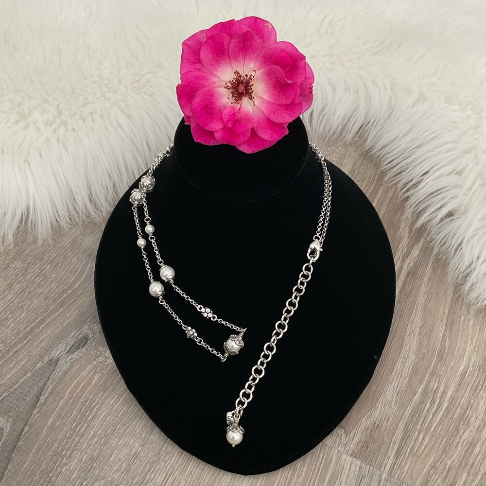 💓BRIGHTON Retired Atma Faux Pearl Beaded Necklace Long